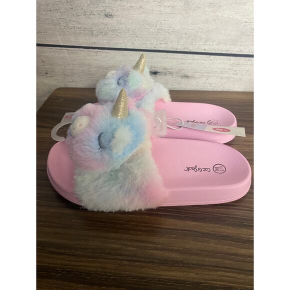 NWT - Cat & Jack Girls' Lea Unicorn Slides - M 2/3 - Picture 1 of 4